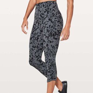 Lululemon All You Do Crop Efflorescent Nebula Floral Black Leggings size 10